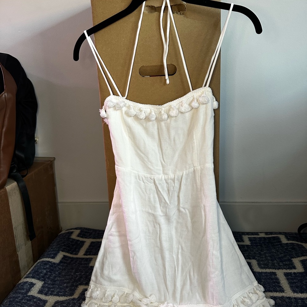 Princess Polly White Dress with Pom-Pom Detail